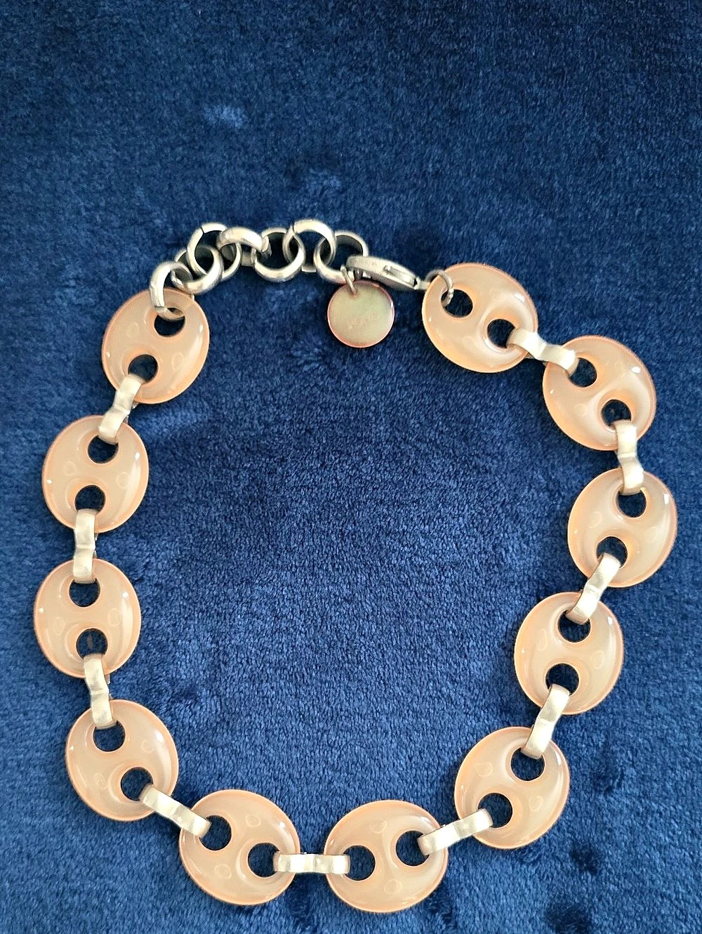 PONO Mixed Acrylic-Metal Link Chain In Orange & Silver